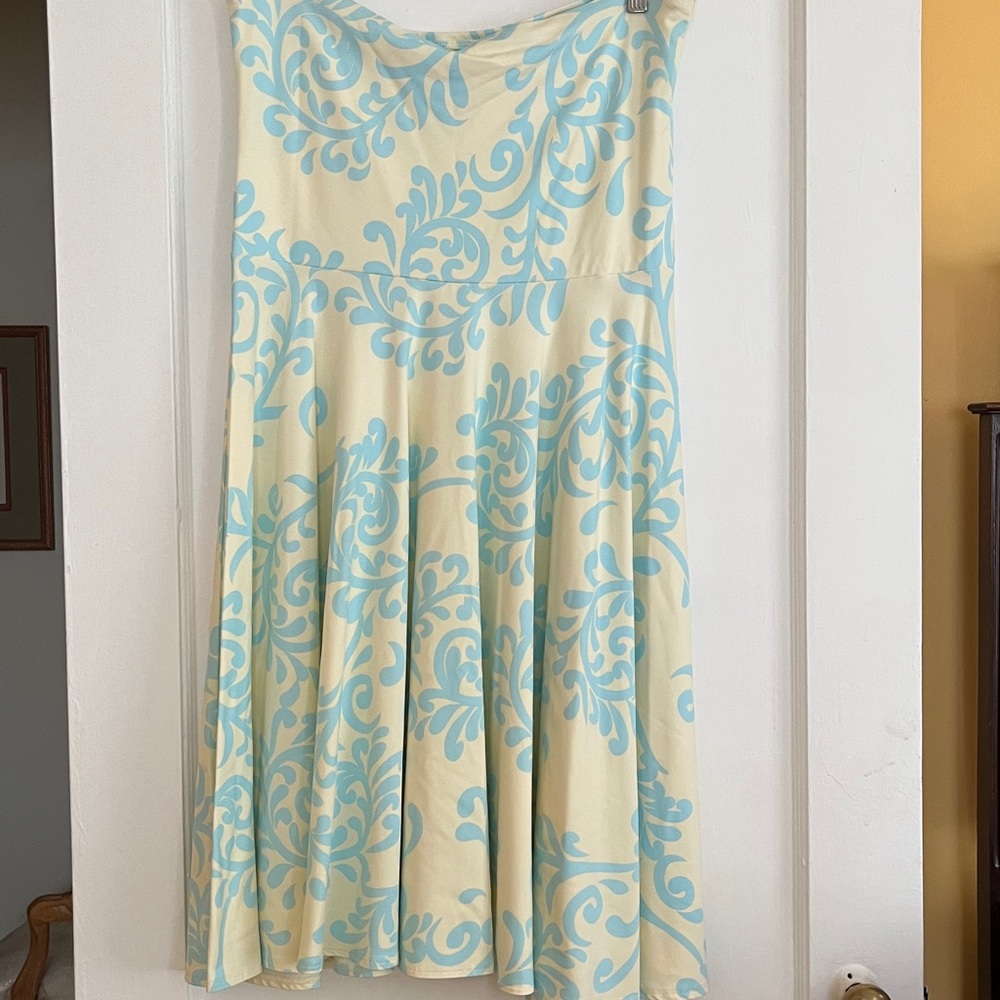 J. McLaughlin Teal and Beige Swirl skirt/dress L